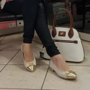 Carla Ricci 685 arany-fehér balerina cipő